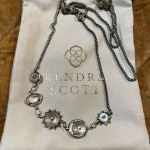 Kendra Scott Rare Janet Necklace  Iridescent Stone Necklace Vintage Silver